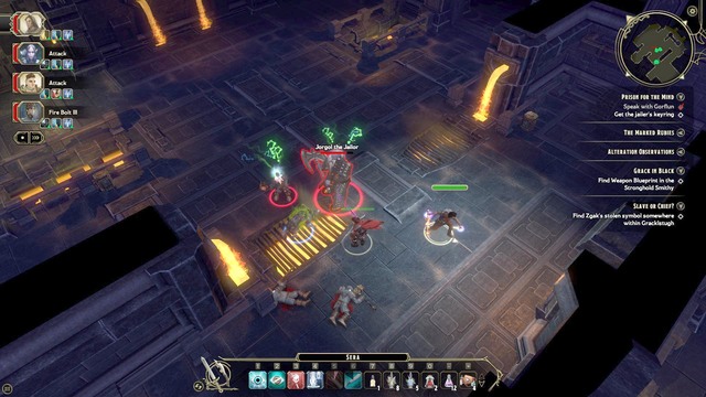 In the prison, approach the bars and talk to Gorflun (M12,Gorflun) - Prison For the Mind - Main quest | Forlorn Cliffs / Darklake District Walkthrough - Forlorn Cliffs / Darklake District - Sword Coast Legends Game Guide