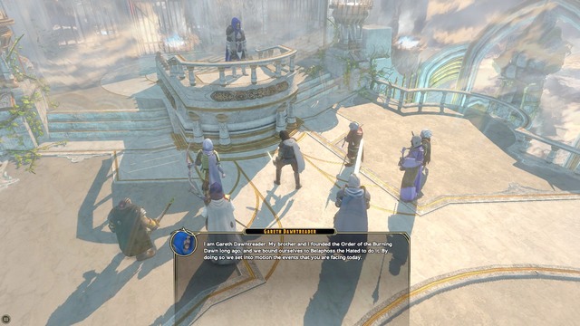 After you cross the portal, you start a conversation with Gareth Dawntreader - The Calling - Main quest | Forlorn Cliffs / Darklake District Walkthrough - Forlorn Cliffs / Darklake District - Sword Coast Legends Game Guide