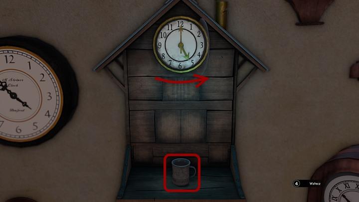 Take a look at the house-shaped clock hanging opposite to the counter (on the right side of the stairs) - Steiners medicine | Chapter three | Walkthrough - Chapter three - Syberia 3 Game Guide