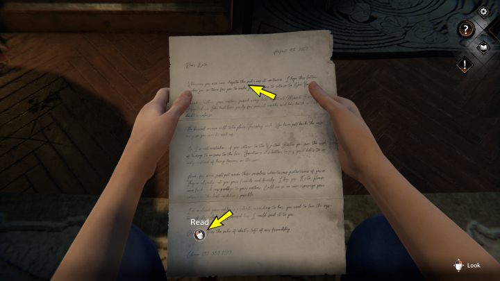 Read the letter and the caption at the bottom of the page - Siberia The World Before: Vaghen - flower district, autumn 2005 part 3 - walkthrough - Walkthrough - Syberia The World Before Guide