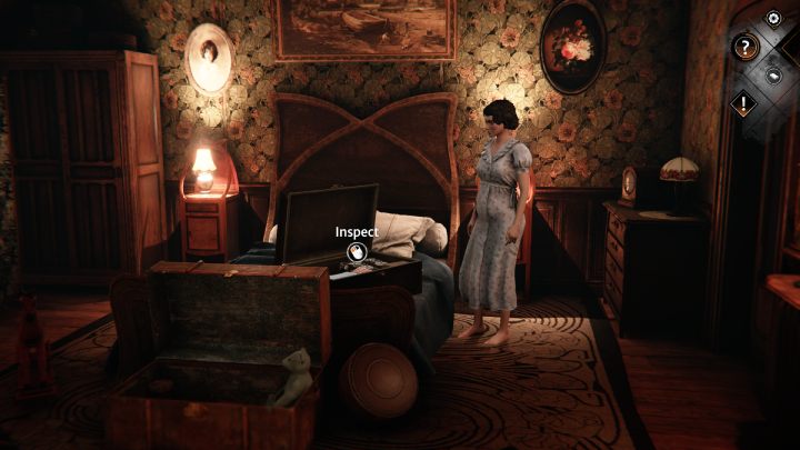When you have collected all 3 objects, put them one by one into the suitcase on the bed and close it - Siberia The World Before: Vaghen - Rozes family house, winter 1937 - walkthrough - Walkthrough - Syberia The World Before Guide
