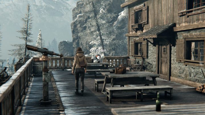 Get off the terrace, cross the bridge and head towards the tram - Syberia The World Before: Vaghen - Silberspiegel refuge, autumn 2005 part 2 - walkthrough - Walkthrough - Syberia The World Before Guide