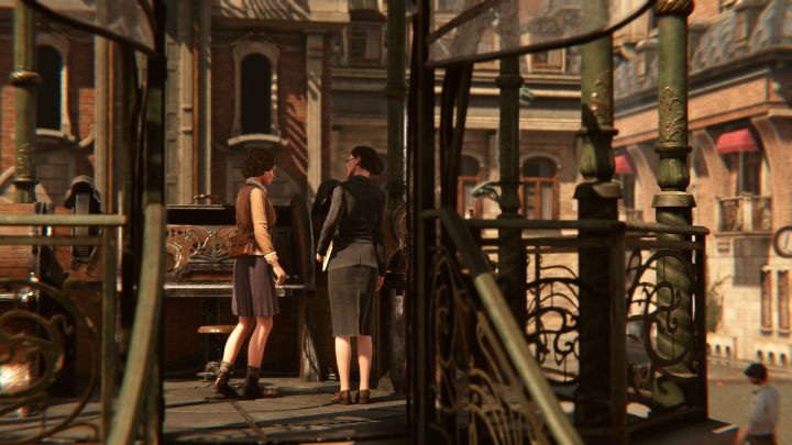 Walk up to the piano and talk to Frau Beckmann - Syberia The World Before: Vaghen - Musician district, autumn 2005 - walkthrough - Walkthrough - Syberia The World Before Guide