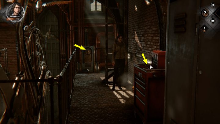 Take the item lying on the red box, then examine the valve near the mechanical bird - Syberia The World Before: Vaghen - Musician district, autumn 2005 - walkthrough - Walkthrough - Syberia The World Before Guide