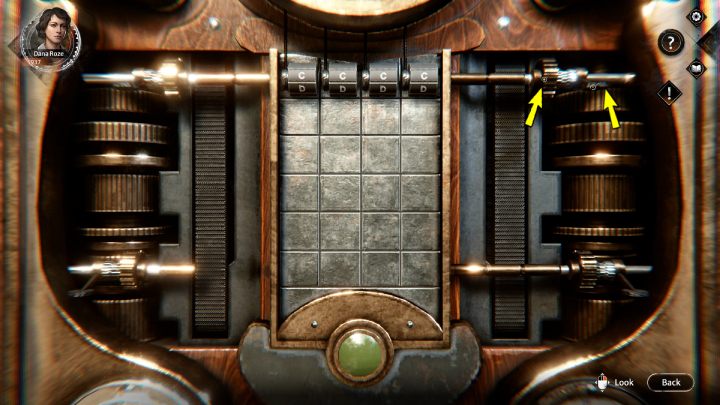 By holding down the left mouse button, you can grab the slider and move it up and down and side while grabbing the mechanism's elements - Syberia The World Before: Vaghen - Musician district, autumn 2005 - walkthrough - Walkthrough - Syberia The World Before Guide