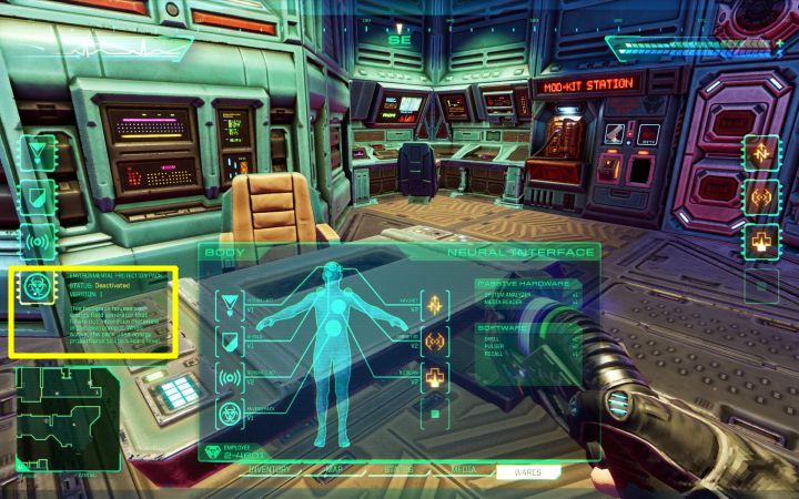 From now on, you can activate the Environmental Protection Pack manually (either from the Ware menu or alternatively by assigning a keyboard shortcut to it) - System Shock Remake: How to avoid radiation and biological contamination? - FAQ - System Shock Remake Guide