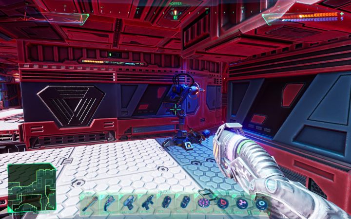 You will start encountering Hopper laser turret from the first level - Medical - System Shock Remake: How to destroy Hopper laser turrets? - FAQ - System Shock Remake Guide