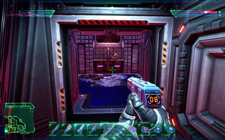 After a successful landing, open the north-eastern upper door of the tower - System Shock Remake: All Skully - Secrets and Collectibles - System Shock Remake Guide