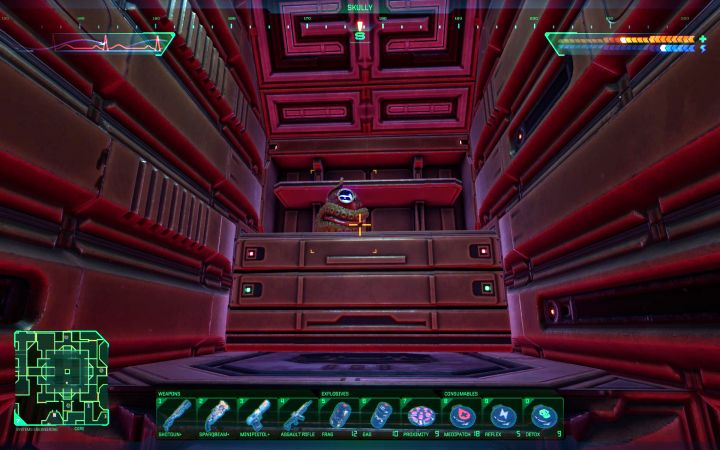 Eventually, you will reach the upper secret area with the skull - System Shock Remake: All Skully - Secrets and Collectibles - System Shock Remake Guide