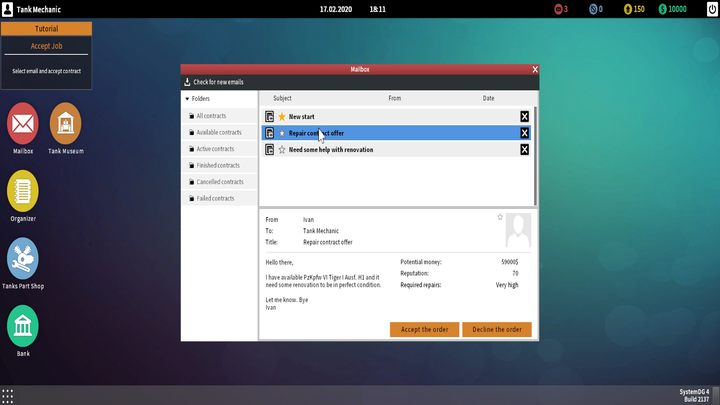 Even though the potential revenue is quite high, you should pay attention to the repair costs. - Starting tips for Tank Mechanic Simulator - Basics - Tank Mechanic Simulator Guide