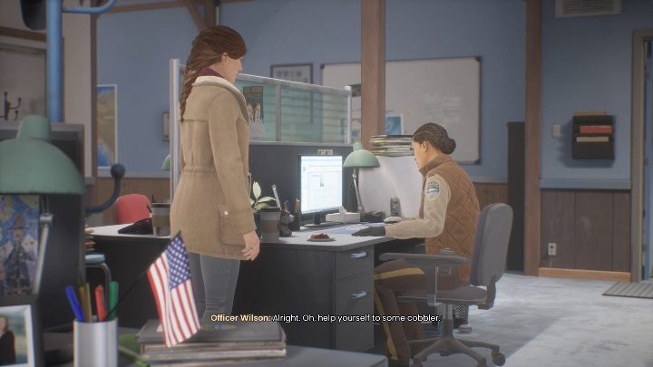 As soon as you walk into the station, Alyson starts talking to Dee - Tell Me Why: Police station, walkthrough - Chapter 3 Inheritance - Chapter 3 Inheritance - Tell Me Why Guide, Walkthrough