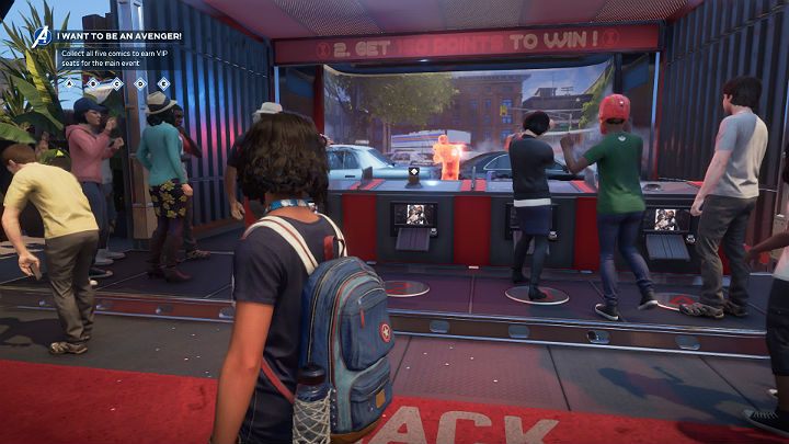 To the left of the shooting range, youll notice the entrance to the Retro Arcade - Marvels Avengers: I want to be an Avenger! walkthrough - Gold Coast - Marvels Avengers Guide