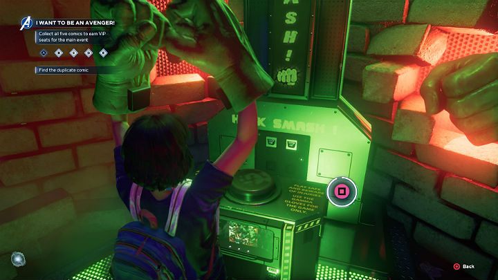 Go through Tony Starks room and turn left - Marvels Avengers: I want to be an Avenger! walkthrough - Gold Coast - Marvels Avengers Guide