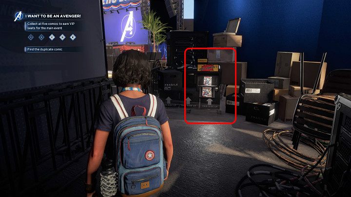 When you go behind the scenes, head back to Tony Starks room - on the left, youll notice a large tent - Marvels Avengers: I want to be an Avenger! walkthrough - Gold Coast - Marvels Avengers Guide