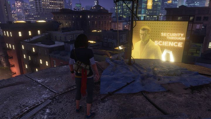 After you get to the roof of Kamali base use a rope to descend onto the roof of another building - Marvels Avengers: New normal, walkthrough - Eastern seaboard - Marvels Avengers Guide