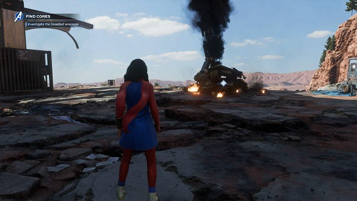 In the meantime, Jarvis will load the possible position of the core and mark it on the hub - Marvels Avengers: The Dogs of War, walkthrough - Utah Badlands - Marvels Avengers Guide