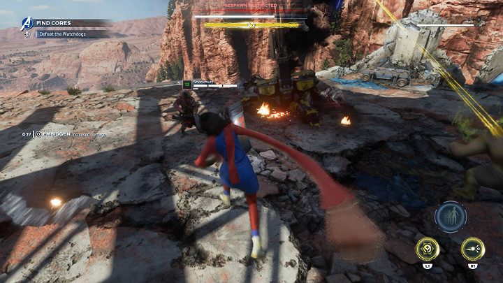 After a short while some soldiers, who belong to a radical anti-hero organization called Cerberus, will shop up, namely: Skydogs, Shockmutt, and Hell Hound - Marvels Avengers: The Dogs of War, walkthrough - Utah Badlands - Marvels Avengers Guide