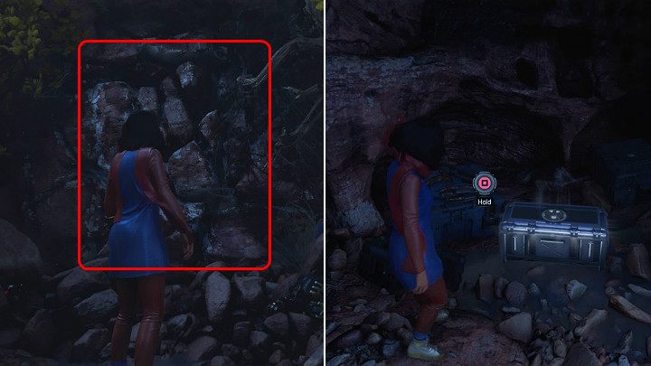 Destroy the cracked wall with a heavy attack, and youll find another hidden chest behind it - silver one - Marvels Avengers: To stand alone, walkthrough - Utah Badlands - Marvels Avengers Guide