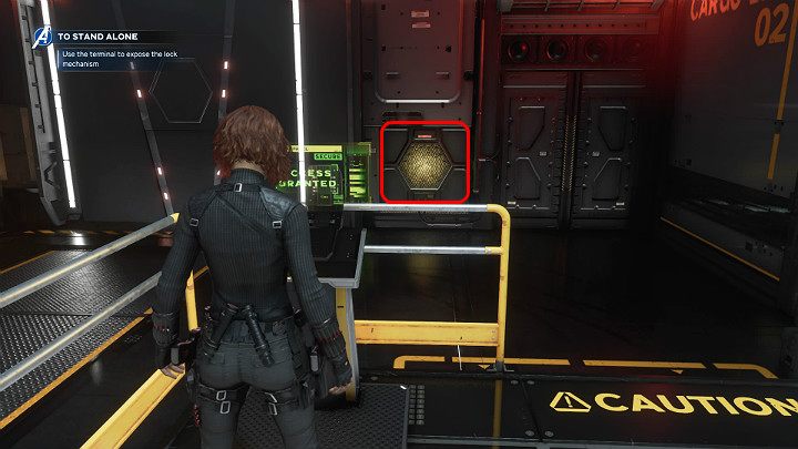 Now head to the control panel and reveal the door opening mechanism - Marvels Avengers: To stand alone, walkthrough - Utah Badlands - Marvels Avengers Guide