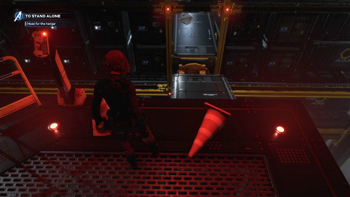 Before you walk through the door on the left, turn to the right towards the overturned traffic cone - Marvels Avengers: To stand alone, walkthrough - Utah Badlands - Marvels Avengers Guide