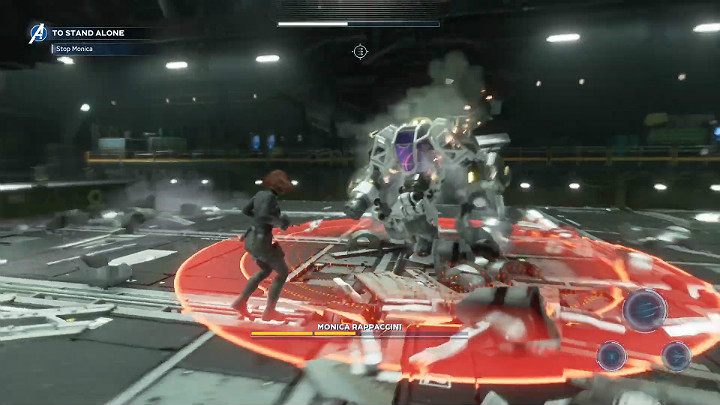 If you get very close to your target during the battle, Monica may try to attack you with her area of effect abilities - Marvels Avengers: To stand alone, walkthrough - Utah Badlands - Marvels Avengers Guide