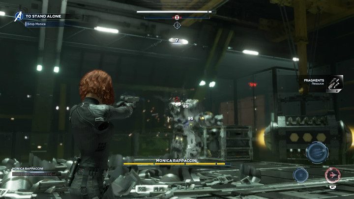 During the first phase of the duel try to make the best use of your ranged weapon - Monicas mech is not that mobile - Marvels Avengers: Monica Rappaccini boss - how to beat? Walkthrough - Bosses - Marvels Avengers Guide