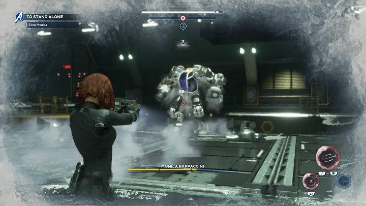 During the second phase, also try to avoid melee combat and attack your opponent by using ranged weapons - Marvels Avengers: Monica Rappaccini boss - how to beat? Walkthrough - Bosses - Marvels Avengers Guide