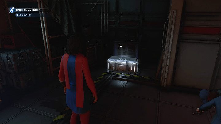 When you come down the stairs, look to the left - youll find a second silver box with gear - Marvels Avengers: Once an Avenger, walkthrough - Helicarrier - Marvels Avengers Guide