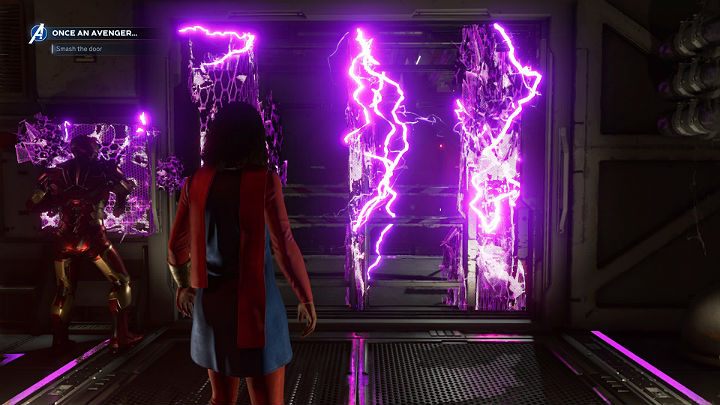 Jarvis will be blocked by AIM - you have to create the path to the next location yourself - Marvels Avengers: Once an Avenger, walkthrough - Helicarrier - Marvels Avengers Guide