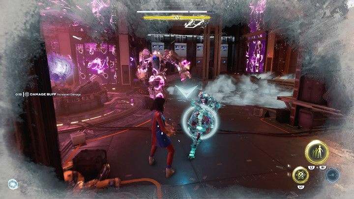 After a brief cut-scene, you will face more opponents, including one soldier in a cryogenic exoskeleton and two Synthoids with Nanite shields - Marvels Avengers: Once an Avenger, walkthrough - Helicarrier - Marvels Avengers Guide