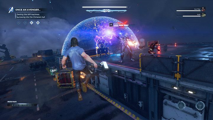 The next stage of the task is exactly the same as the previous one - Marvels Avengers: Once an Avenger, walkthrough - Helicarrier - Marvels Avengers Guide