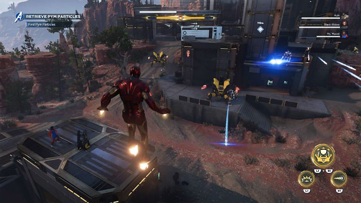 When you go towards the main mission marker, you will encounter a slightly more challenging group, which includes Stiletto Riotbots and Dreadbots - Marvels Avengers: Agony and the Ant Hill, walkthrough - Utah Badlands - Marvels Avengers Guide