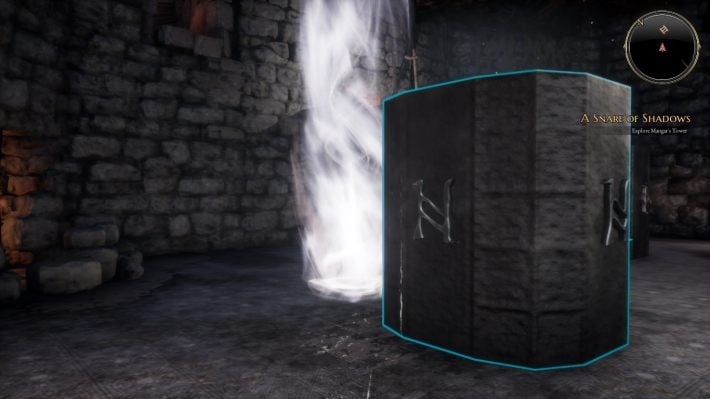 Go up as well and push the stone with the glyph representing the letter M not that wind - A Snare of Shadows | Side Quests in The Bards Tale 4 - Side Quests - The Bards Tale 4 Game Guide