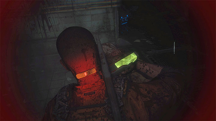 The implant on Jacob's neck shows a health bar - you have to heal him after it turns orange or red, because the hero will then be close to death and can die from a single attack - Callisto Protocol: Beginners guide - Basics - The Callisto Protocol Guide