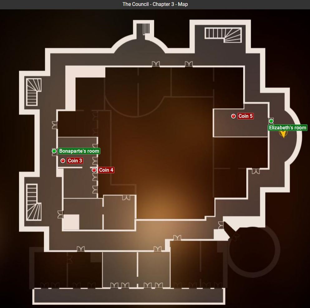 The following three coins require you to visit other peoples rooms - All Coins in The Council Episode 1 - Episode 1 - The Mad Ones - The Council Game Guide