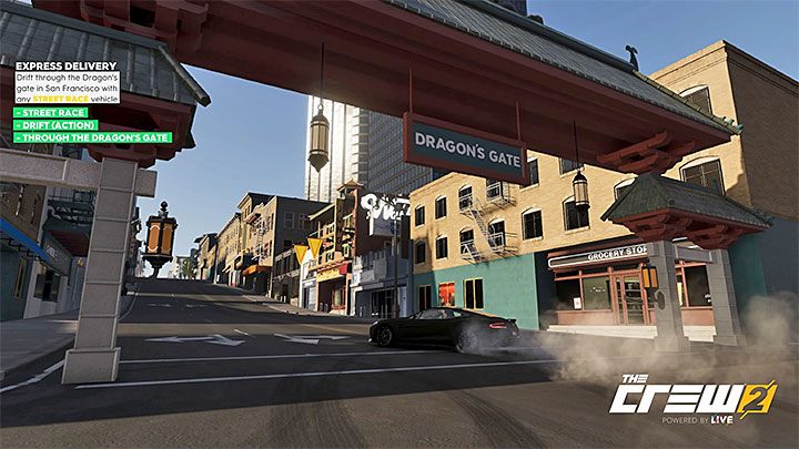 Description: Drift through the Dragons gate in San Francisco with any Street Race vehicle - The Crew 2: Album - Street Racing - The Crew 2: Photo Ops - The Crew 2 Game Guide