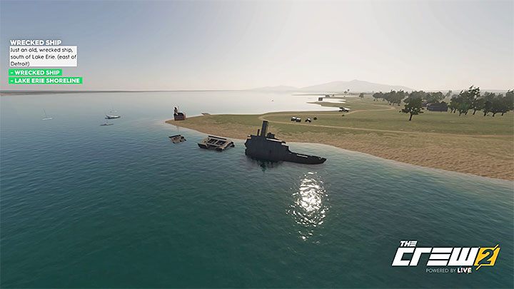 Description: Just an old, wrecked ship, south of Lake Erie (east of Detroit) - The Crew 2: Album - Street Racing - The Crew 2: Photo Ops - The Crew 2 Game Guide