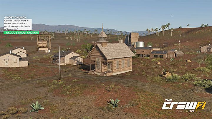 Description: Calicos Church looks in decent condition for a ghost town parish (south from Las Vegas) - The Crew 2: Album - Street Racing - The Crew 2: Photo Ops - The Crew 2 Game Guide