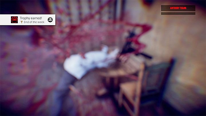 Defeating Anthony Tsand is rewarded with the End of the Week trophy - Anthony The Boss Tsang - chapter 5 (Today)| The Hong Kong Massacre Bosses - Bosses - The Hong Kong Massacre Guide