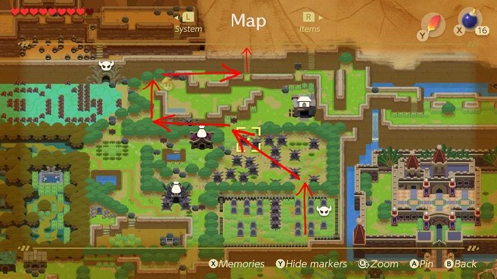 Go up and leave the Cemetery - Anglers Tunnel | Links Awakening Walkthrough - Walkthrough - Links Awakening Guide