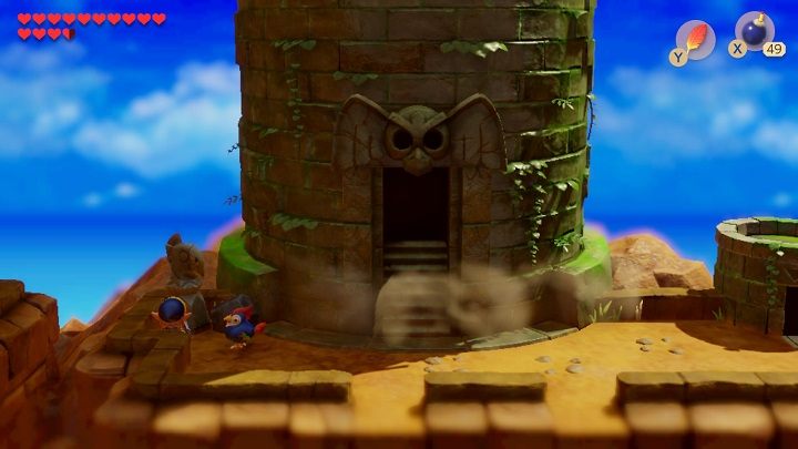 Go left, remove the stone and insert the Bird Key to the statue - Eagles Tower | Links Awakening Walkthrough - Walkthrough - Links Awakening Guide