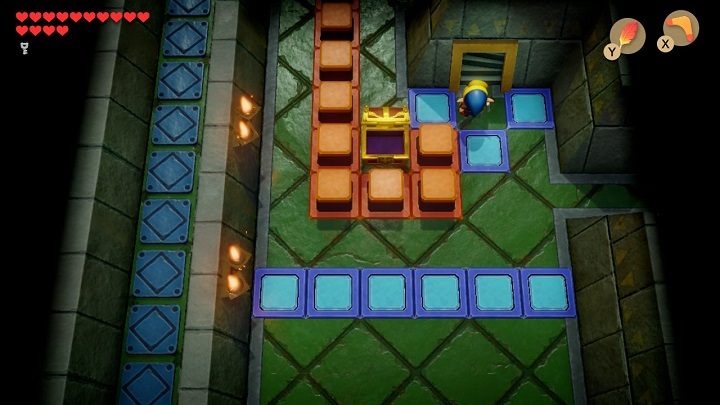 Go left over the orange bricks and then turn down - Eagles Tower | Links Awakening Walkthrough - Walkthrough - Links Awakening Guide