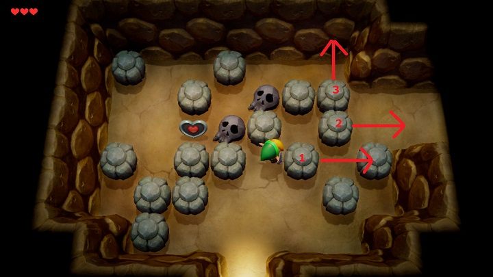 Shift the rocks, go to the next room and exit the cave - Tail Cave | Links Awakening Walkthrough - Walkthrough - Links Awakening Guide