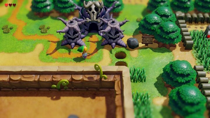 Go north and when you find three stones standing in front of the entrance to another cave turn east and follow the path until you leave the forest - Tail Cave | Links Awakening Walkthrough - Walkthrough - Links Awakening Guide