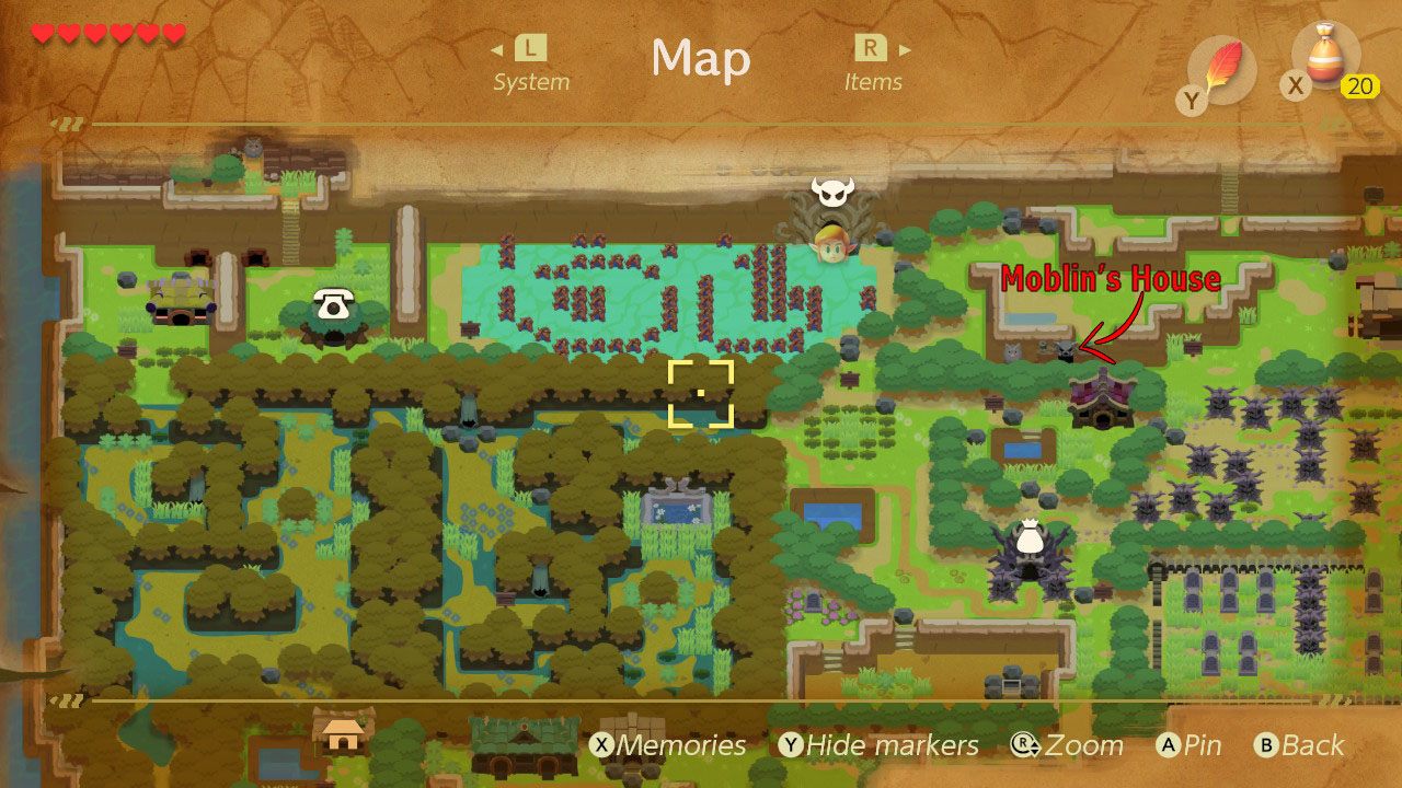 Enter the Moblins Cave and kill all the monsters you encounter - Bottle Grotto | Links Awakening Walkthrough - Walkthrough - Links Awakening Guide