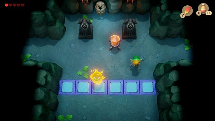 Go back down and go right through the room with two torches and another room where you found a Small Key - Bottle Grotto | Links Awakening Walkthrough - Walkthrough - Links Awakening Guide