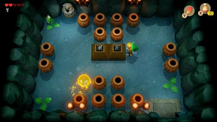 Open the door to the upper room with a Small Key - Bottle Grotto | Links Awakening Walkthrough - Walkthrough - Links Awakening Guide