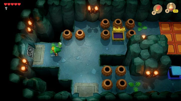 Use the door on the right and get a hint from the Owl - Bottle Grotto | Links Awakening Walkthrough - Walkthrough - Links Awakening Guide