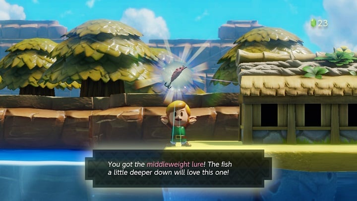 There are three different types of lures available in the mini fishing game - Fishing in Links Awakening - Basics - Links Awakening Guide