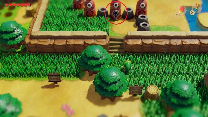 Come back to the Richards Villa through the field with holes and the secret underground passage - Key Cavern | Links Awakening Walkthrough - Walkthrough - Links Awakening Guide